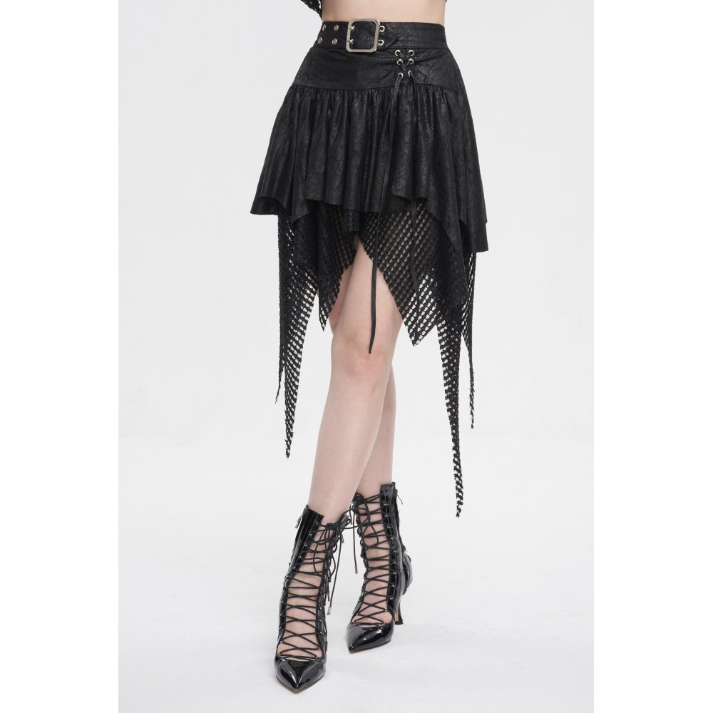 Devil Fashion - A line Small skirt with irregular hem Korte rok - Zwart